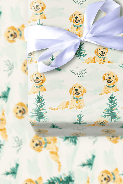 Golden Retriever Christmas - Wrapping Paper - Aspen & Arlo