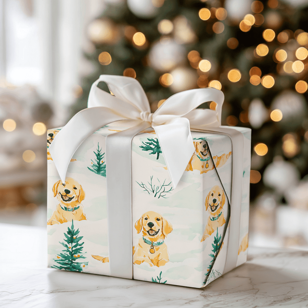 Golden Retriever Christmas - Wrapping Paper - Aspen & Arlo