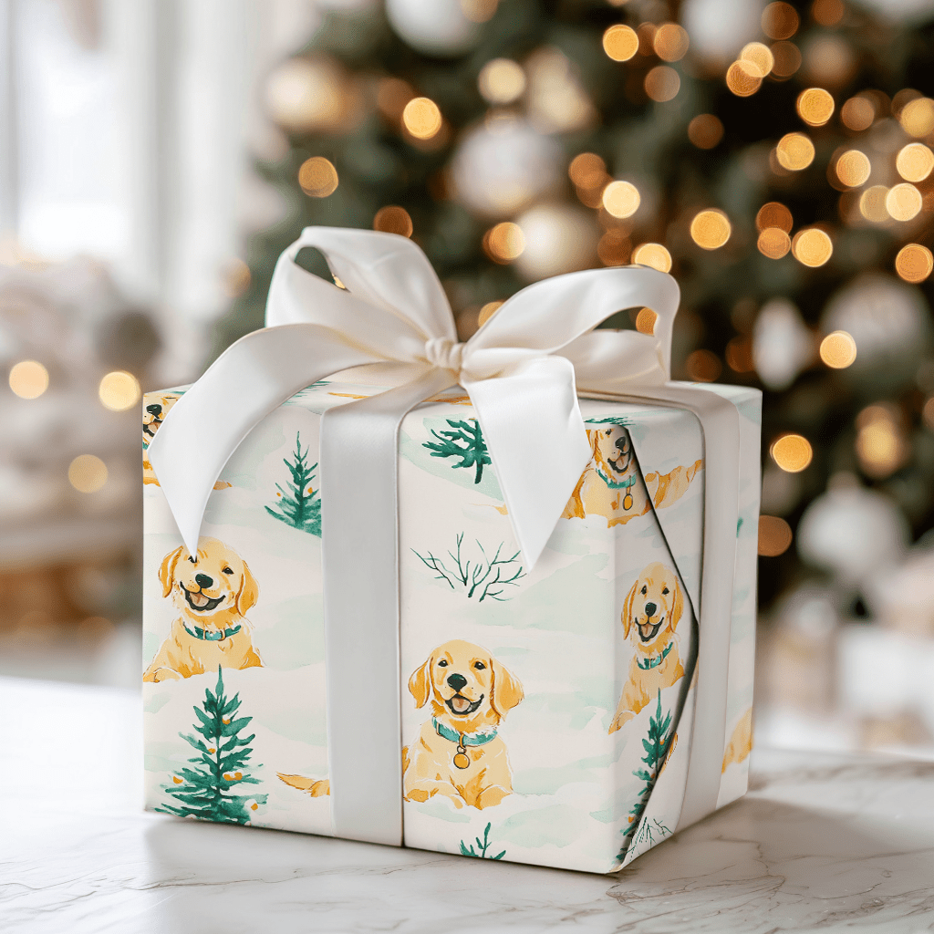 Golden Retriever Christmas - Wrapping Paper - Aspen & Arlo