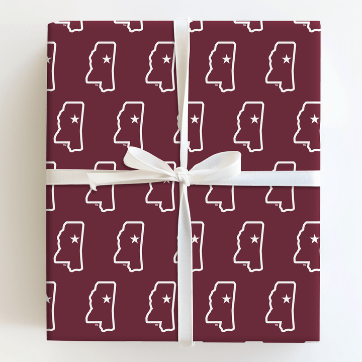 Maroon State Line - Wrapping Paper - Aspen & Arlo
