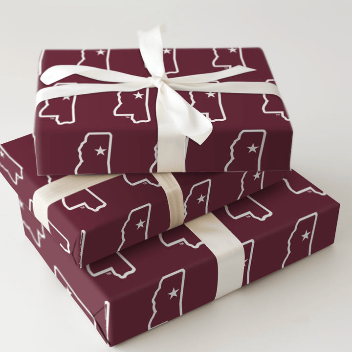 Maroon State Line - Wrapping Paper - Aspen & Arlo