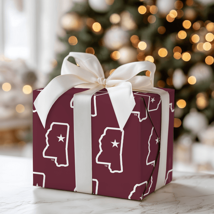 Maroon State Line - Wrapping Paper - Aspen & Arlo