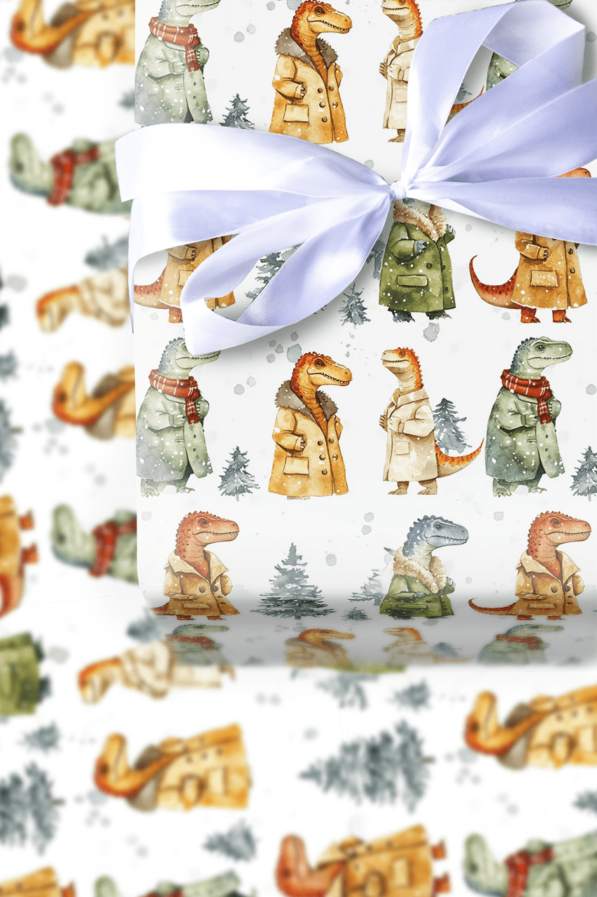 Frosty the Dino - Wrapping Paper - Aspen & Arlo