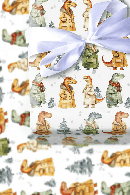 Frosty the Dino - Wrapping Paper - Aspen & Arlo
