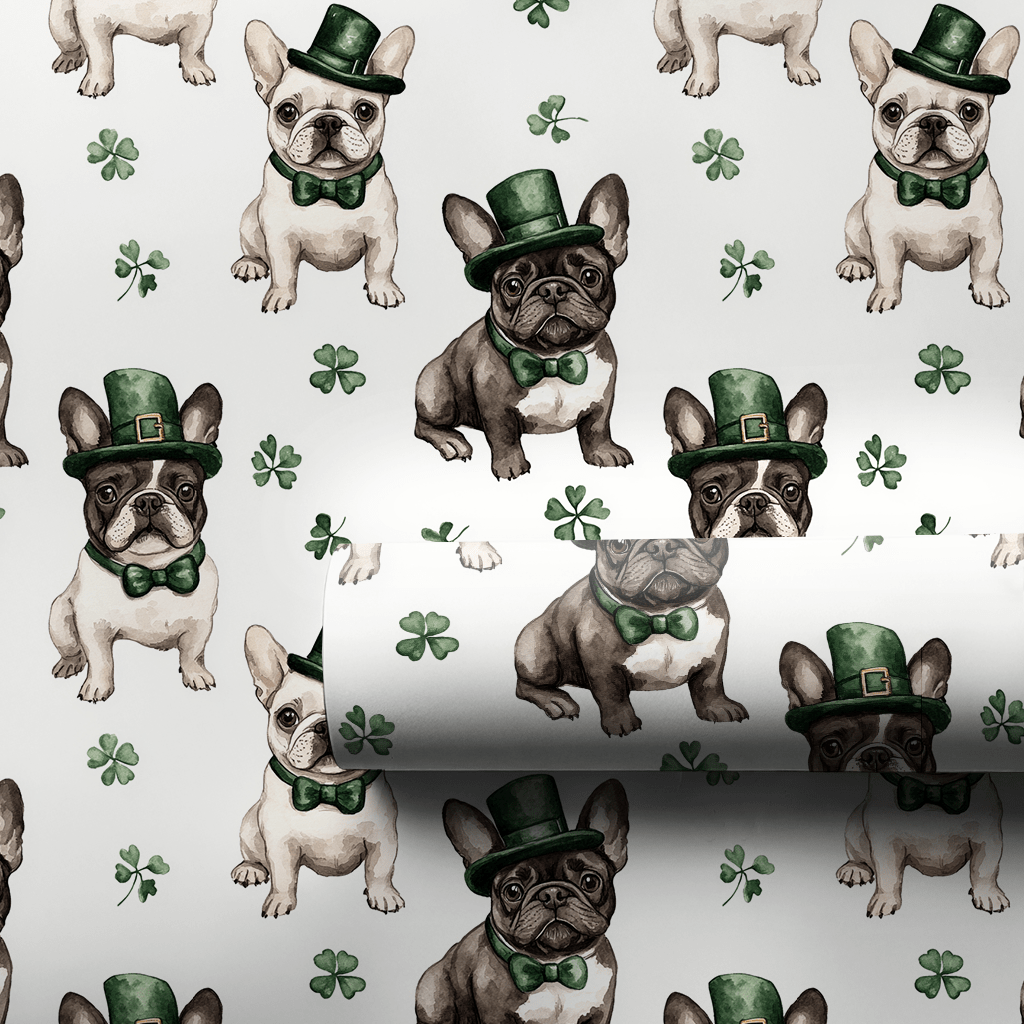 Leprechaun Frenchies - Wrapping Paper - Aspen & Arlo