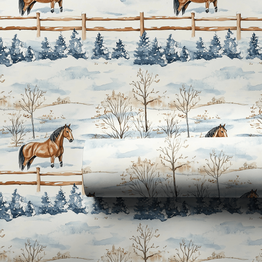 Snow Day for American Quarter Horse - Wrapping Paper - Aspen & Arlo