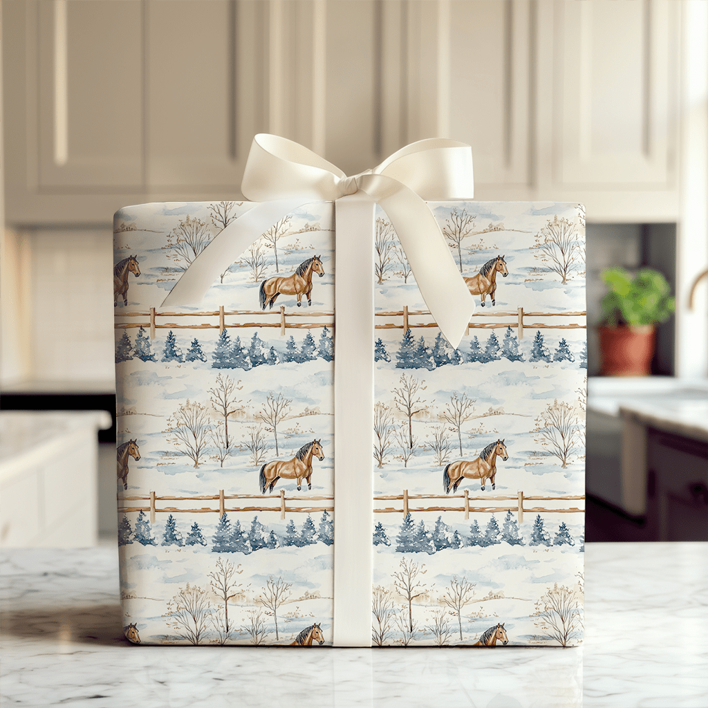 Snow Day for American Quarter Horse - Wrapping Paper - Aspen & Arlo