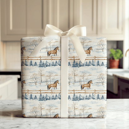 Snow Day for American Quarter Horse - Wrapping Paper - Aspen & Arlo