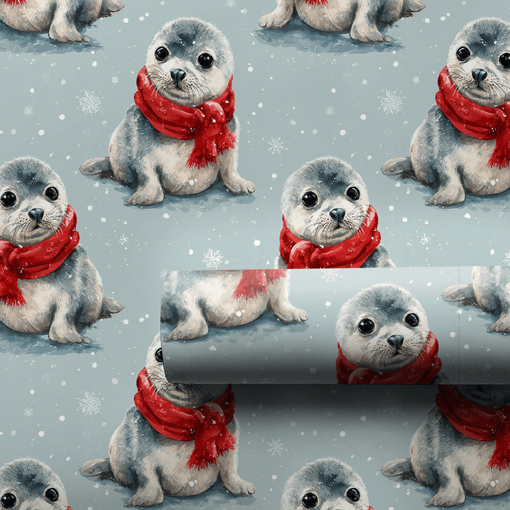 Seal Pup Christmas Joy - Wrapping Paper - Aspen & Arlo