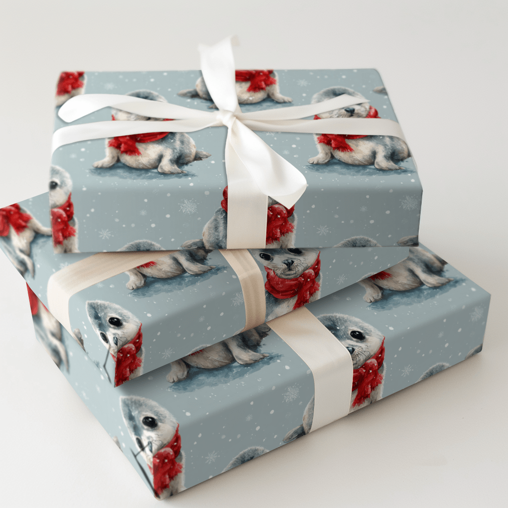 Seal Pup Christmas Joy - Wrapping Paper - Aspen & Arlo