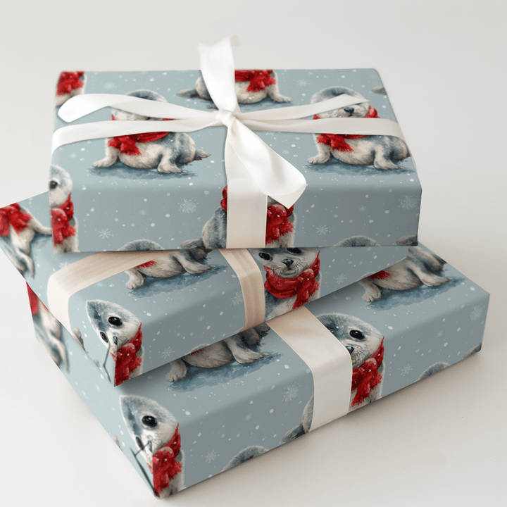 Seal Pup Christmas Joy - Wrapping Paper - Aspen & Arlo
