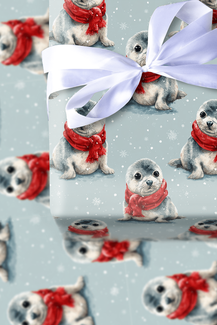 Seal Pup Christmas Joy - Wrapping Paper - Aspen & Arlo