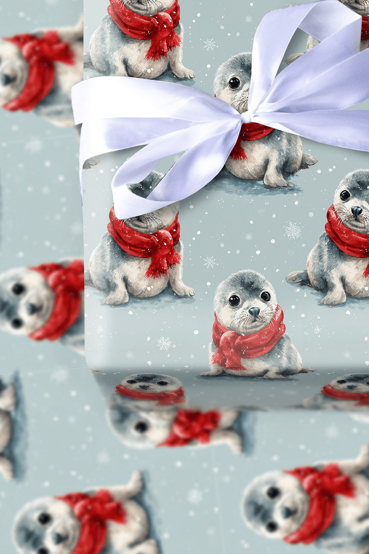 Seal Pup Christmas Joy - Wrapping Paper - Aspen & Arlo