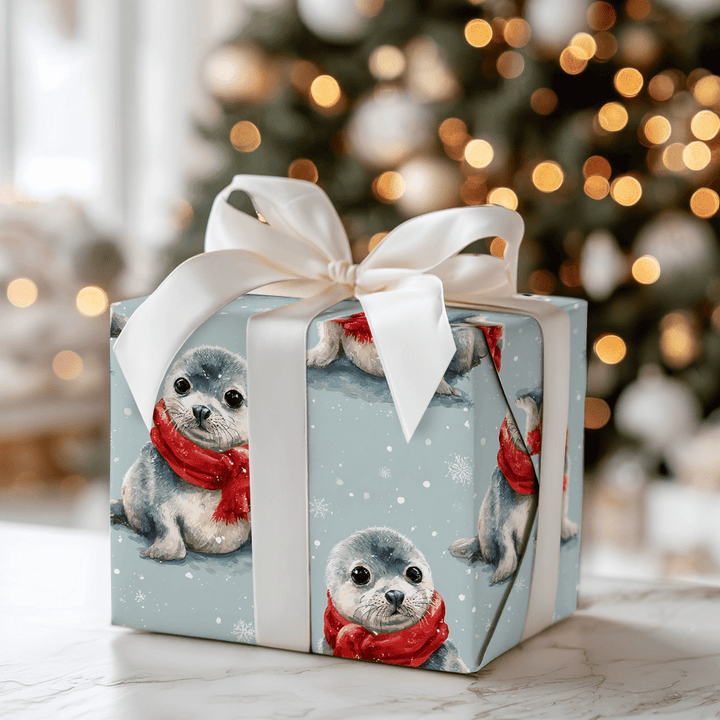 Seal Pup Christmas Joy - Wrapping Paper - Aspen & Arlo