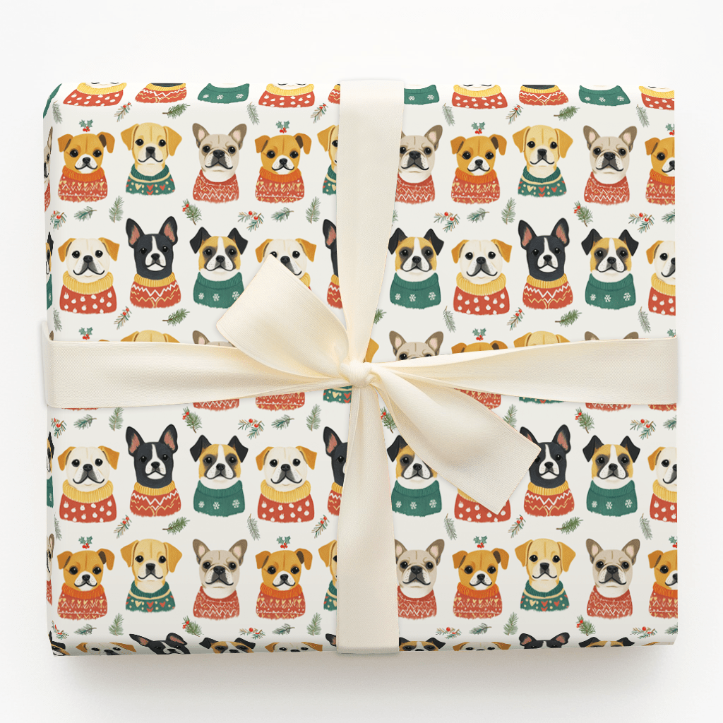 Pups in Christmas Sweaters - Wrapping Paper - Aspen & Arlo