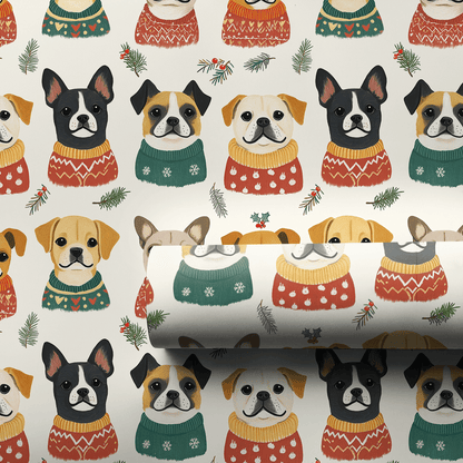 Pups in Christmas Sweaters - Wrapping Paper - Aspen & Arlo