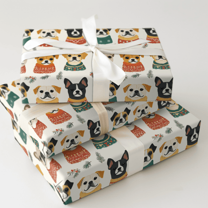 Pups in Christmas Sweaters - Wrapping Paper - Aspen & Arlo