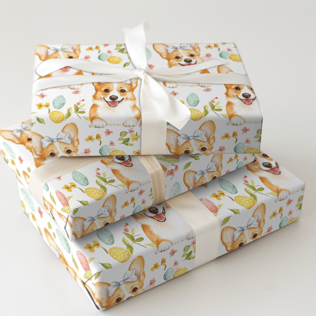 Hoppy Corgi Easter - Wrapping Paper - Aspen & Arlo