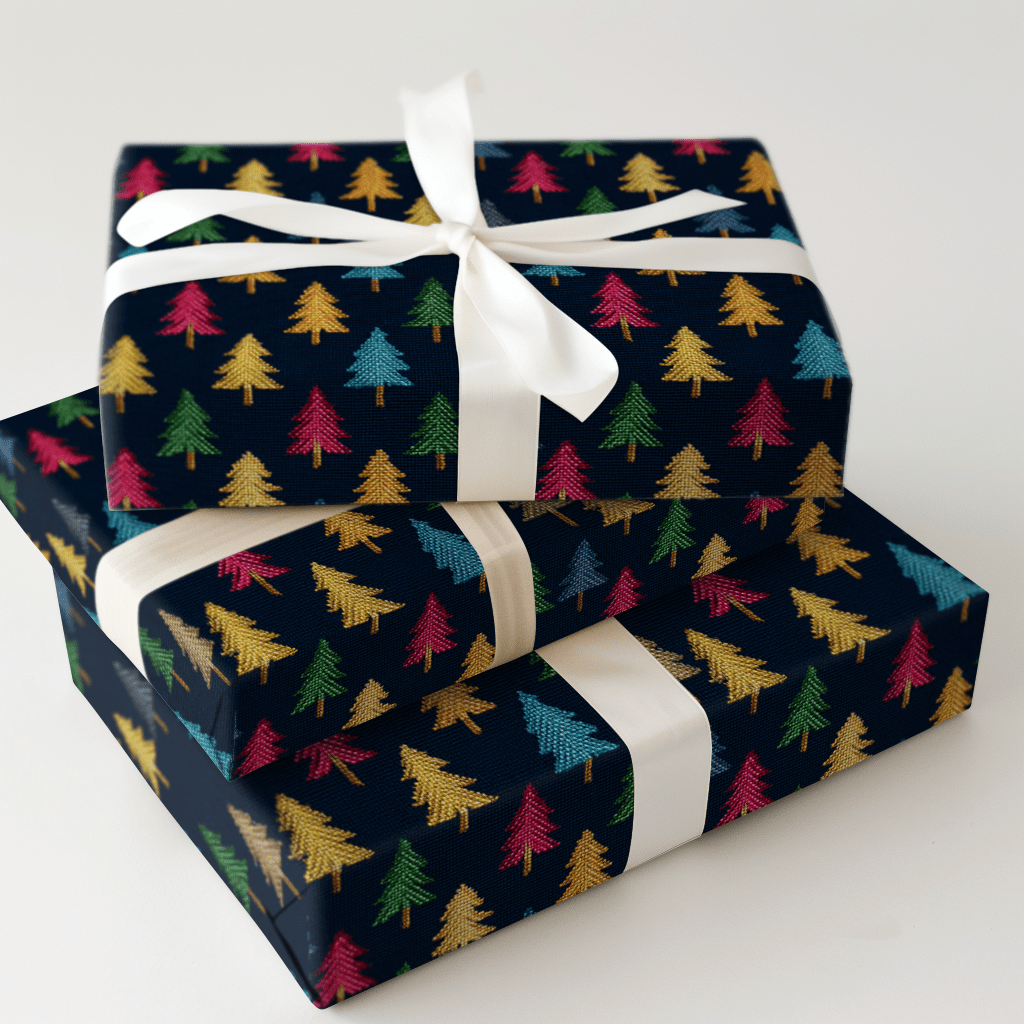 Silent Stitch Tree - Wrapping Paper - Aspen & Arlo