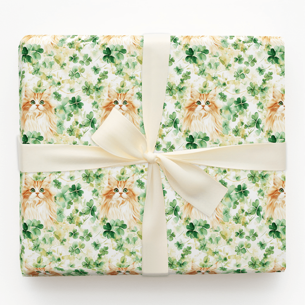 Shamrocks with the Persian Longhair - Wrapping Paper - Aspen & Arlo