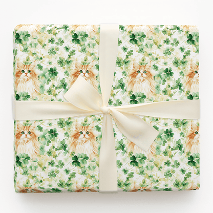 Shamrocks with the Persian Longhair - Wrapping Paper - Aspen & Arlo