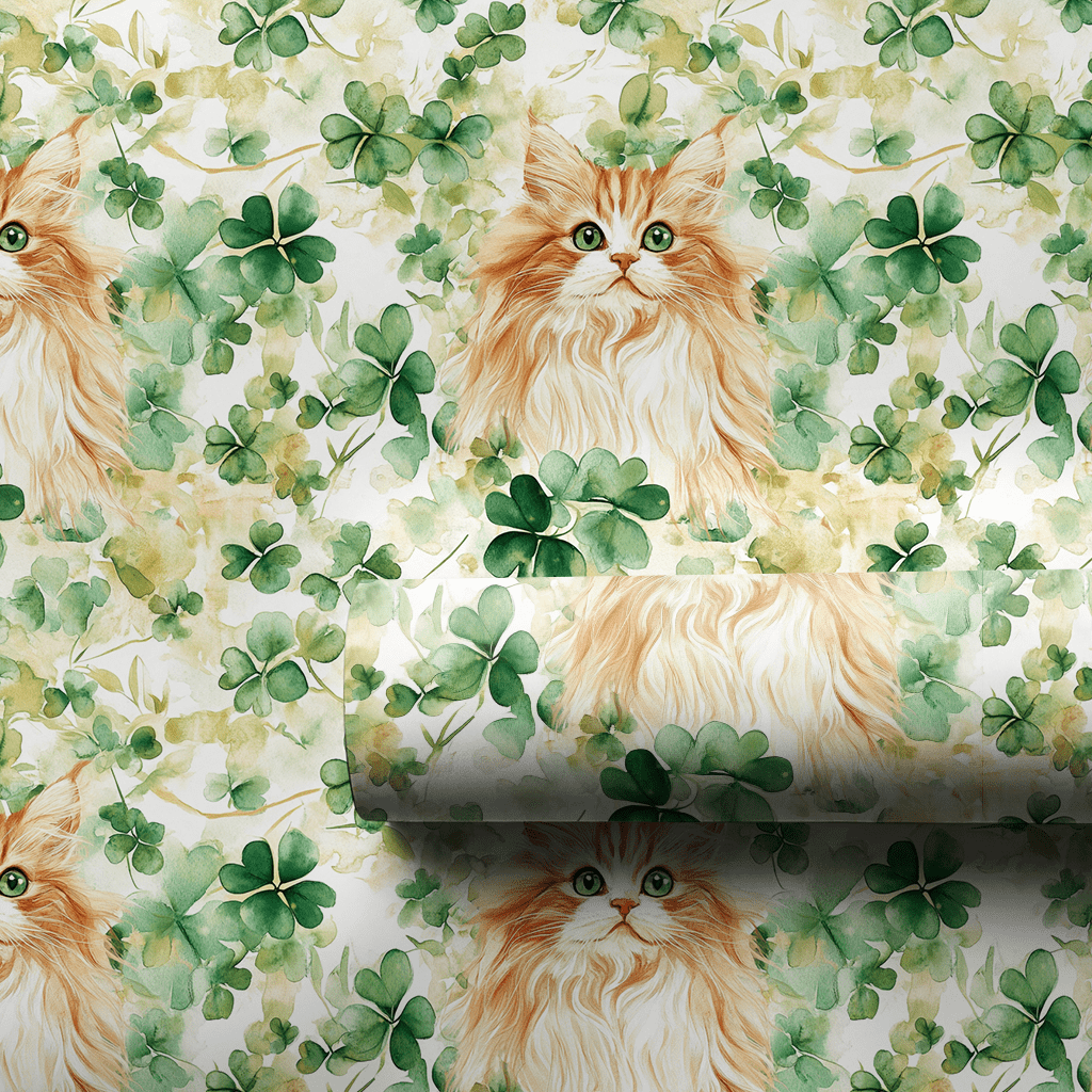 Shamrocks with the Persian Longhair - Wrapping Paper - Aspen & Arlo