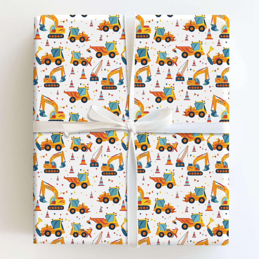 Build Me Up Wrapping Paper: Construction Truck Gift Wrap – Aspen & Arlo