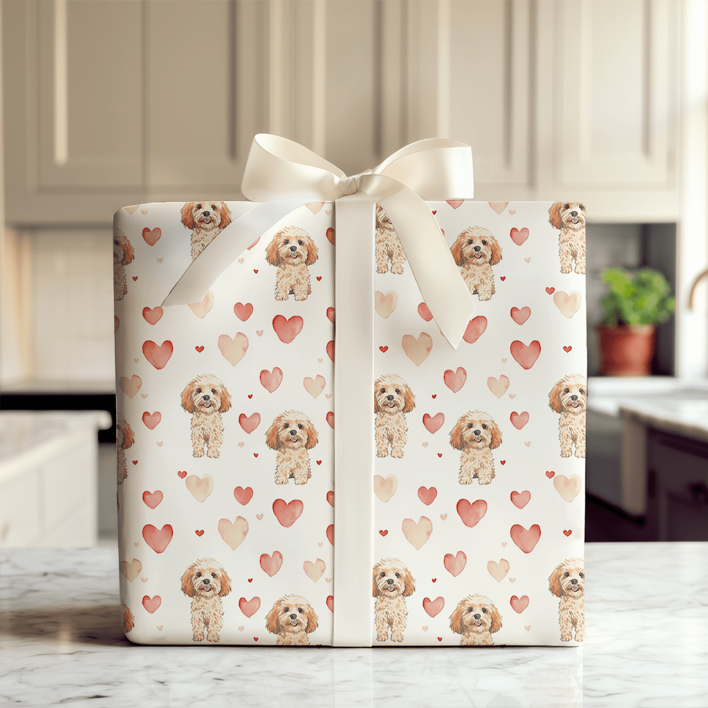 Cavapoo Valentine - Wrapping Paper - Aspen & Arlo