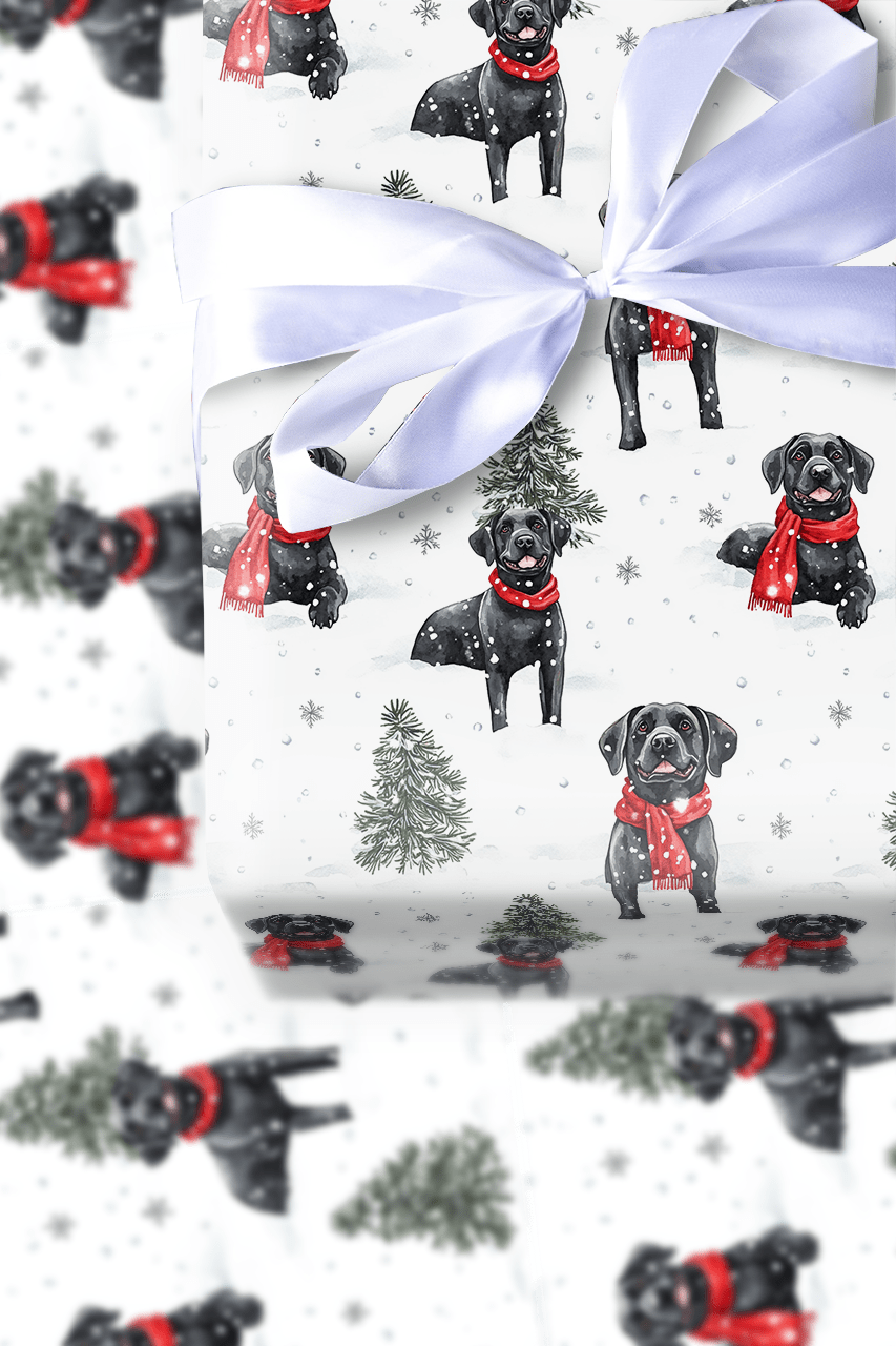 Snow Day for Black Lab - Wrapping Paper - Aspen & Arlo