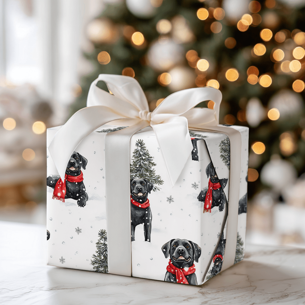 Snow Day for Black Lab - Wrapping Paper - Aspen & Arlo