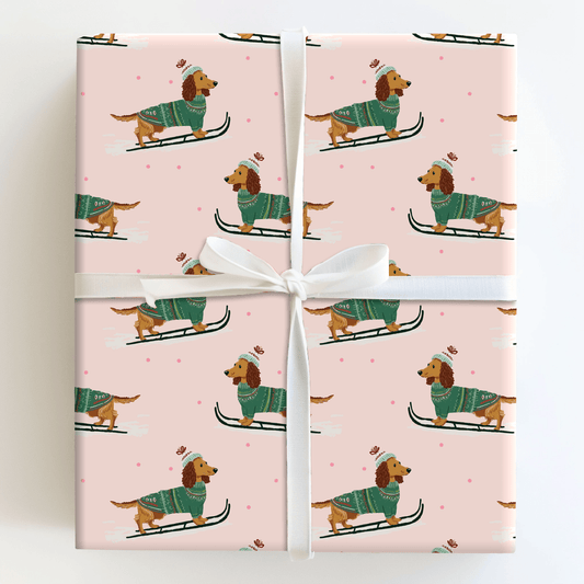Dachshund Downhill - Wrapping Paper - Aspen & Arlo