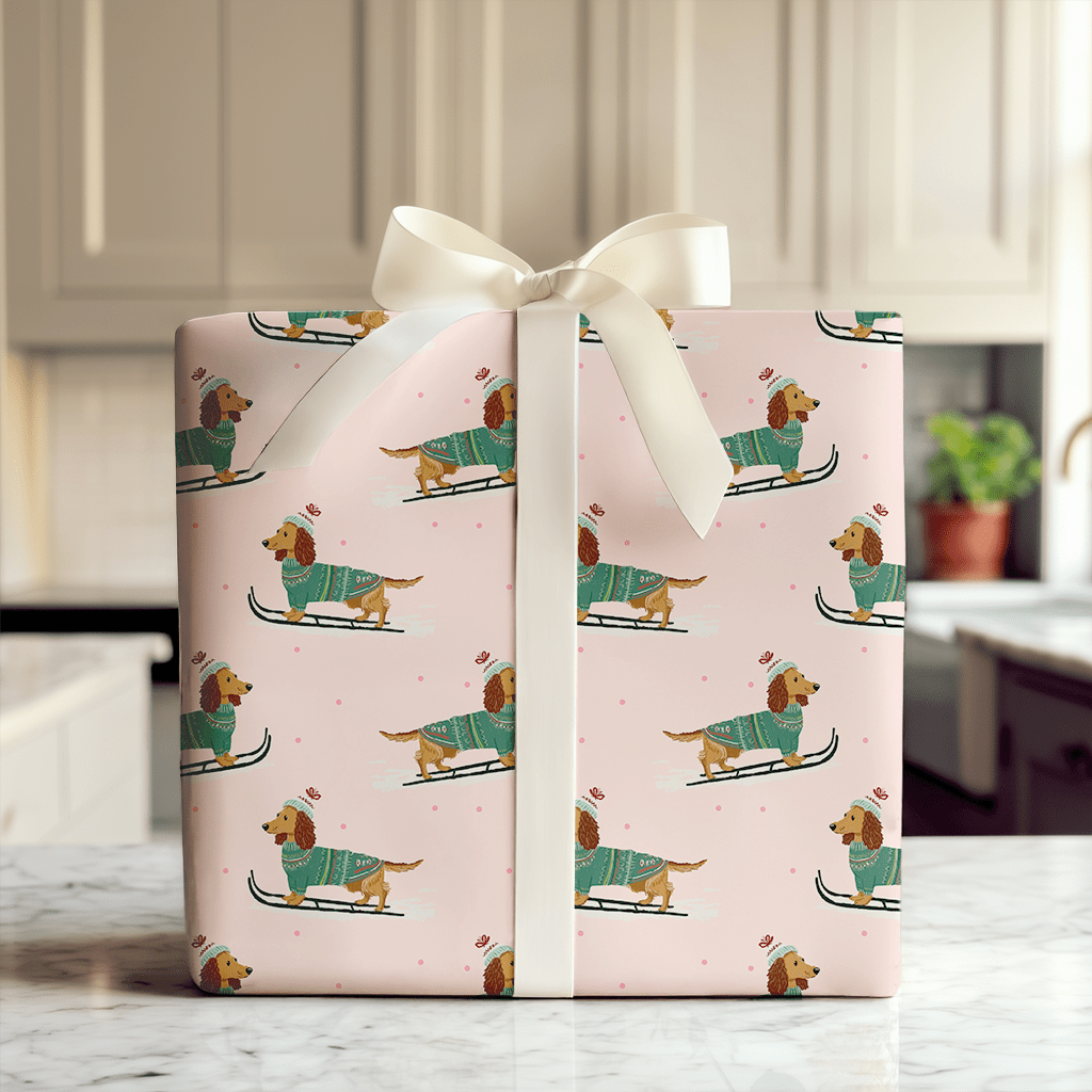 Dachshund Downhill - Wrapping Paper - Aspen & Arlo