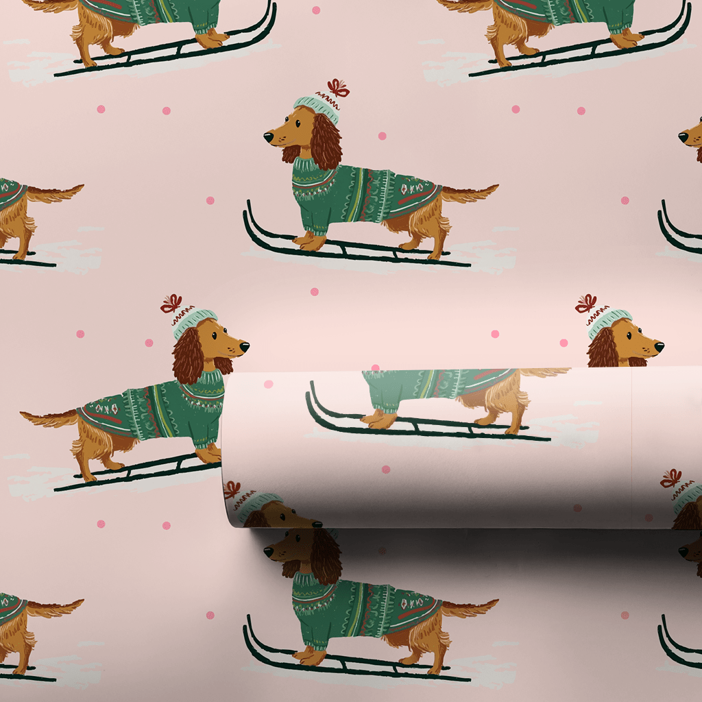 Dachshund Downhill - Wrapping Paper - Aspen & Arlo