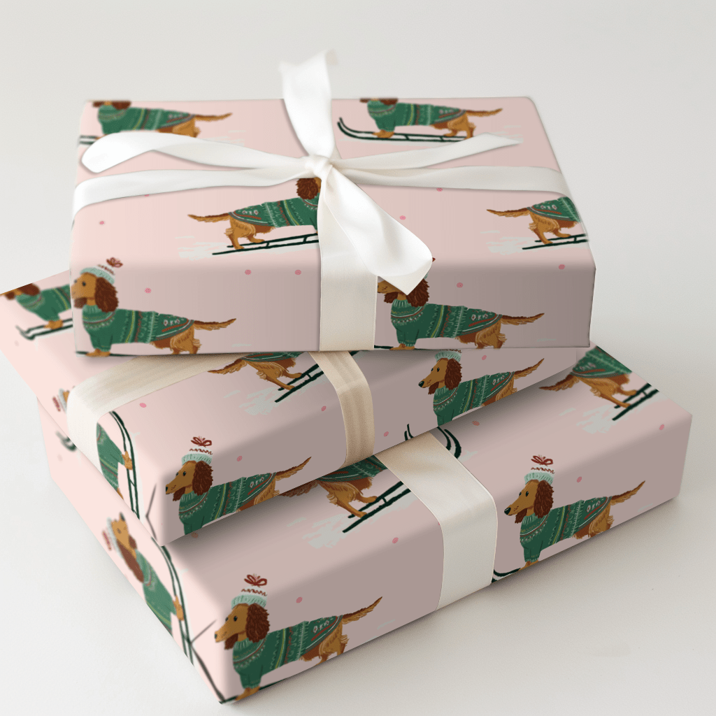Dachshund Downhill - Wrapping Paper - Aspen & Arlo