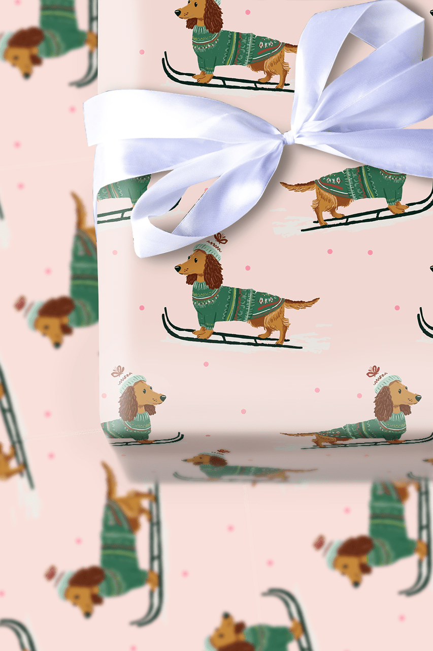 Dachshund Downhill - Wrapping Paper - Aspen & Arlo