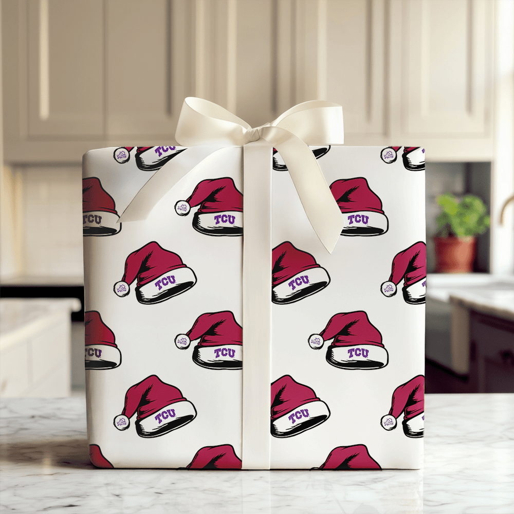 TCU Santa Hat - Wrapping Paper - Aspen & Arlo