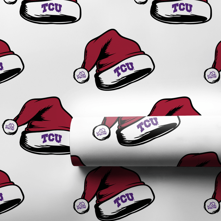 TCU Santa Hat - Wrapping Paper - Aspen & Arlo