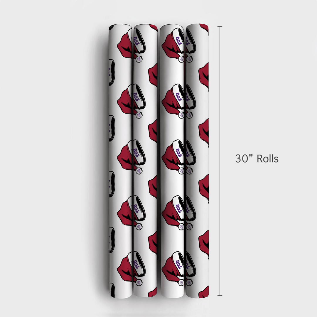 TCU Santa Hat - Wrapping Paper - Aspen & Arlo