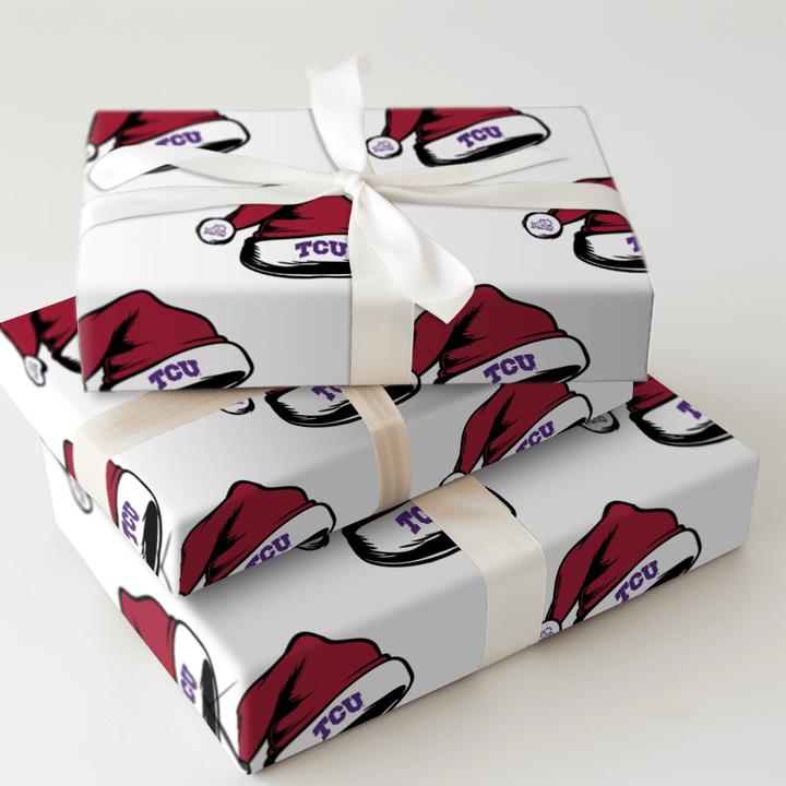 TCU Santa Hat - Wrapping Paper - Aspen & Arlo