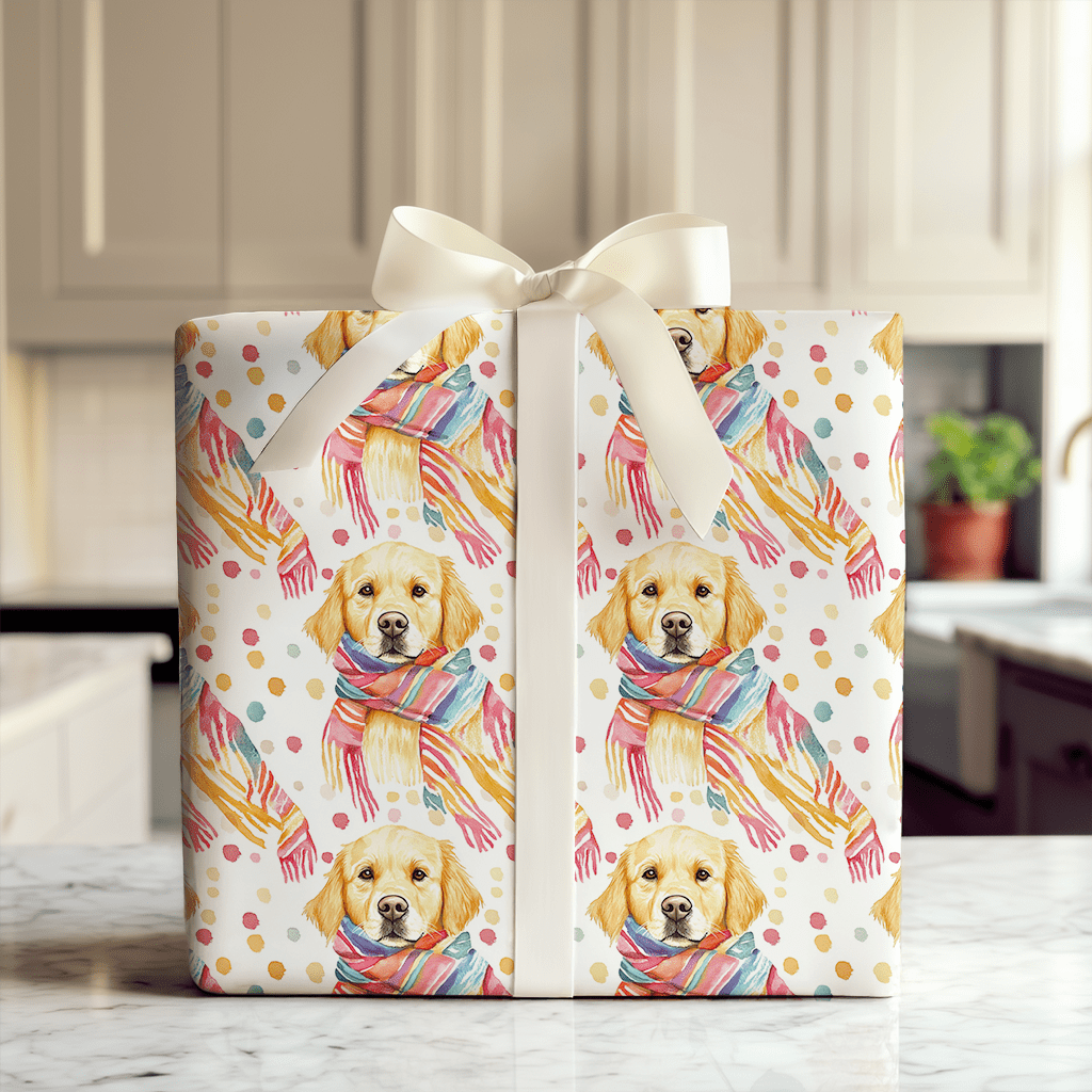 Bundle Up with the Golden Retriever - Wrapping Paper - Aspen & Arlo
