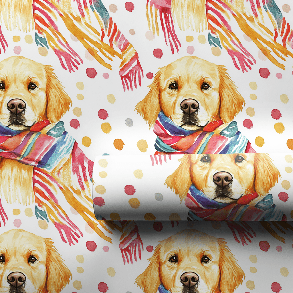 Bundle Up with the Golden Retriever - Wrapping Paper - Aspen & Arlo