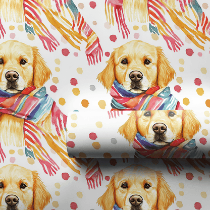 Bundle Up with the Golden Retriever - Wrapping Paper - Aspen & Arlo