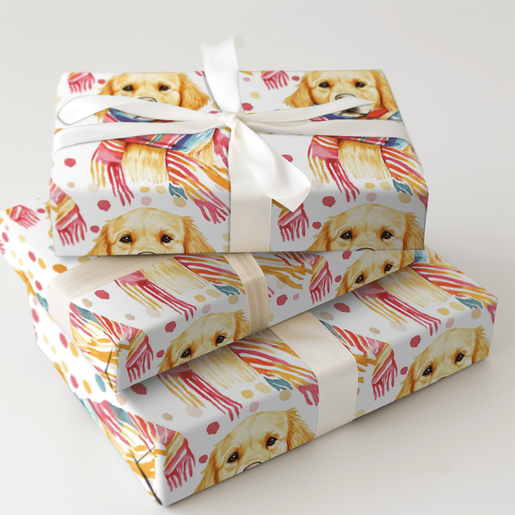 Bundle Up with the Golden Retriever - Wrapping Paper - Aspen & Arlo