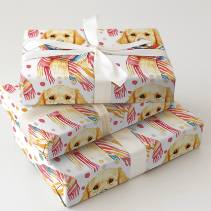 Bundle Up with the Golden Retriever - Wrapping Paper - Aspen & Arlo