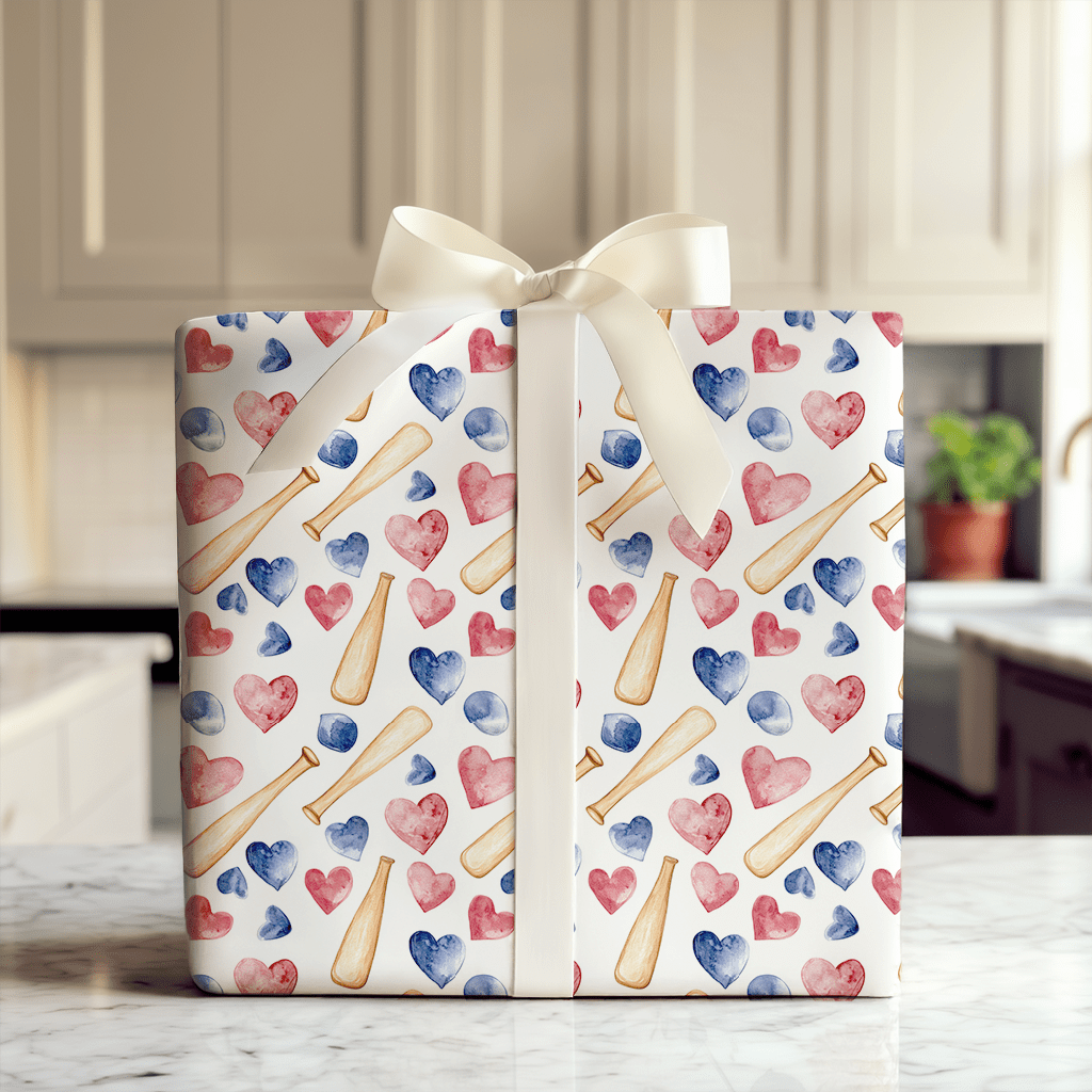 Batting My Heart - Wrapping Paper - Aspen & Arlo