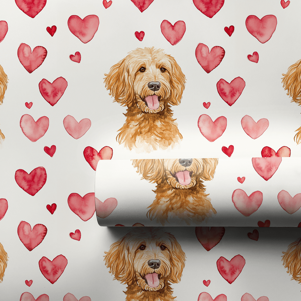 Goldendoodle Valentine - Wrapping Paper - Aspen & Arlo