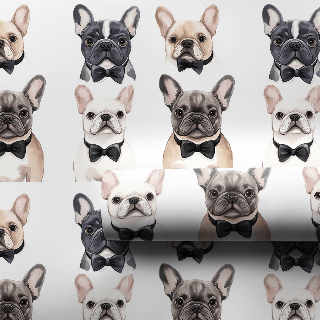 Black Tie with the Frenchies - Wrapping Paper - Aspen & Arlo