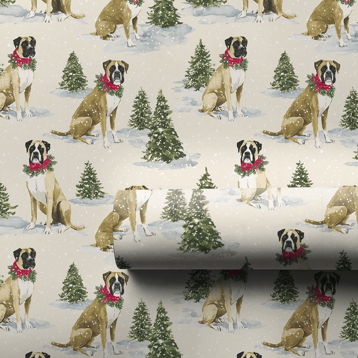 Snow Day for the Boxer - Wrapping Paper - Aspen & Arlo