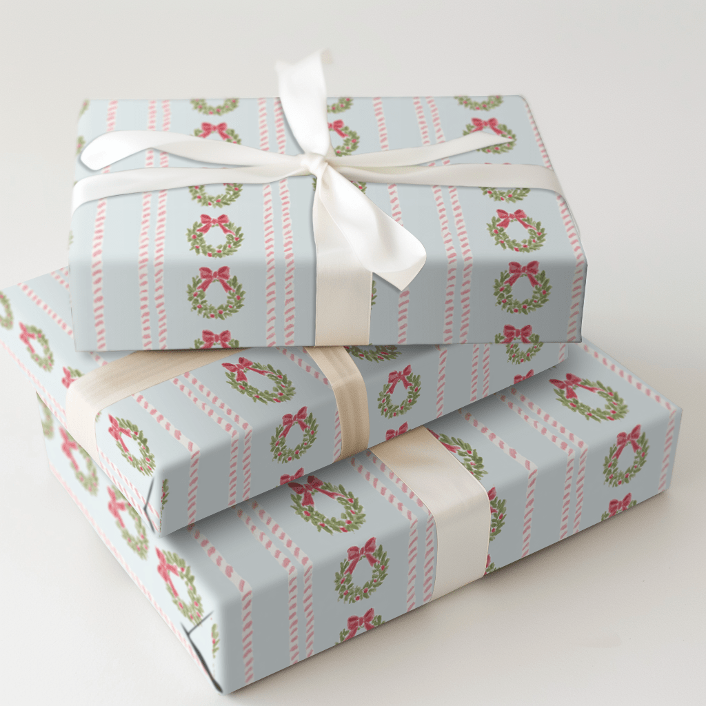Wreath Stripe - Wrapping Paper - Aspen & Arlo