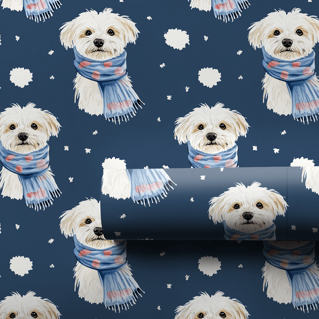 Bundle Up with the Maltese - Wrapping Paper - Aspen & Arlo